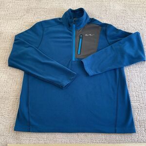 Eddie Bauer Mens First Ascent PolarTec Blue Fleece 1/4 Zip Sweatshirt Large
